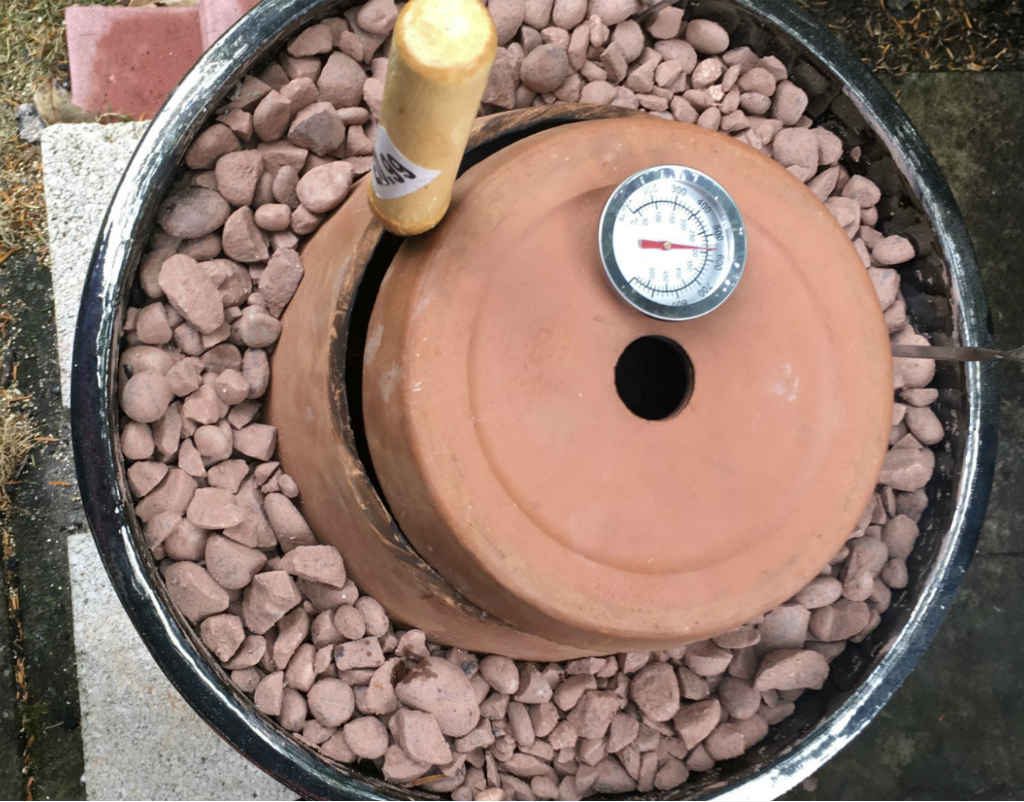 Homemade tandoor with temperature guage