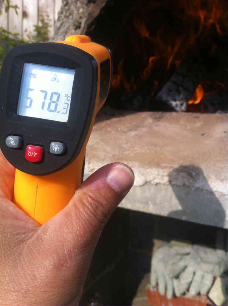 measuring temperature of pizza oven